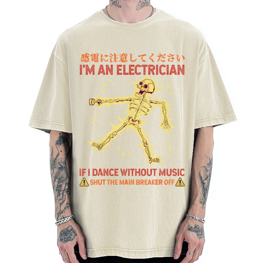 Electrician Dance Skeleton Vintage Washed T-shirt