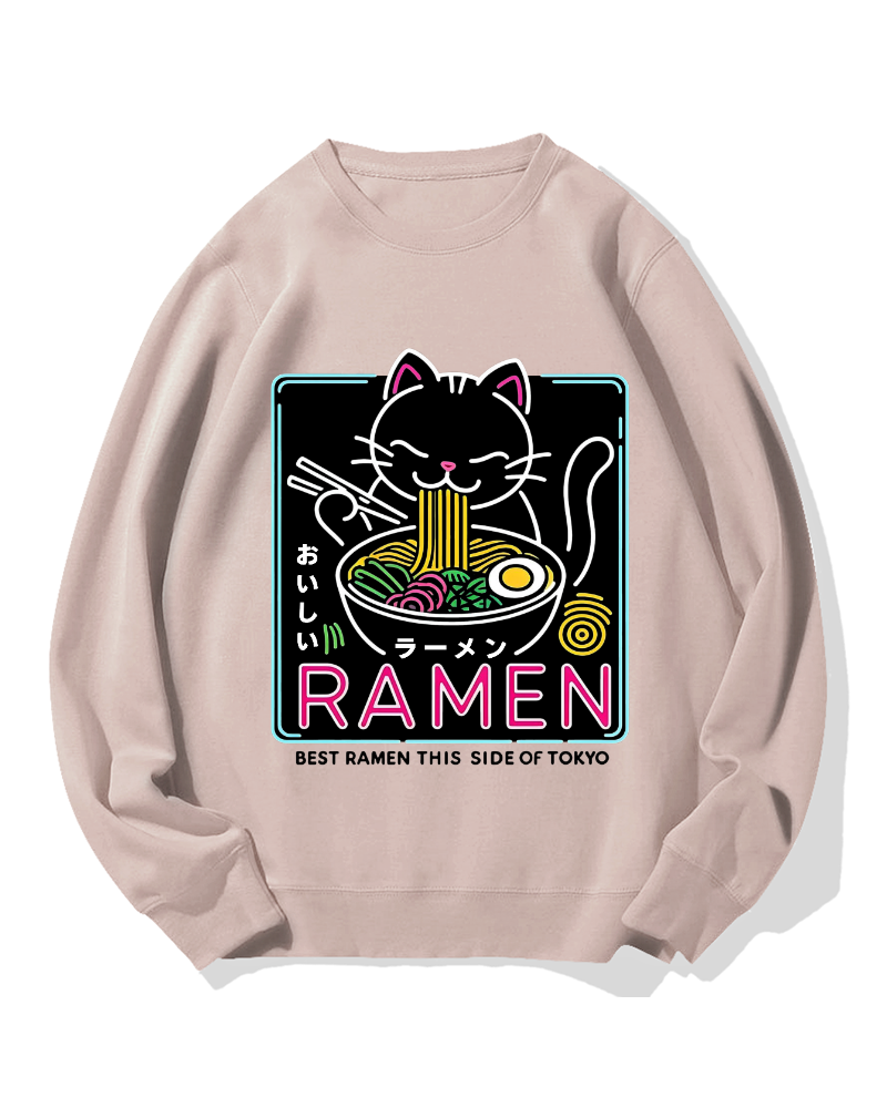 Neon Cat Ramen Cotton Sweatshirt
