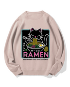 Neon Cat Ramen Cotton Sweatshirt