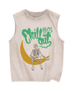 Chill out Skeleton Vintage Distressed Washed Tank Top