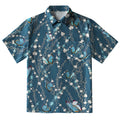 Blue Floral And Butterfly Button-up Shirt
