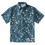 Blue Floral And Butterfly Button-up Shirt