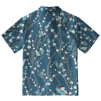 Blue Floral And Butterfly Button-up Shirt