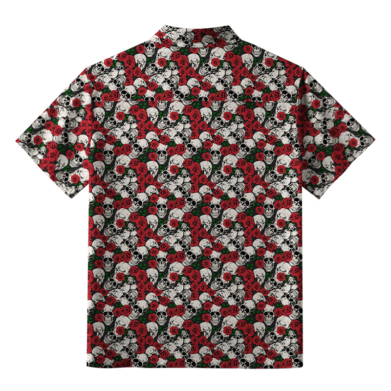 Gothic Skulls And Roses Aloha Hawaiian Shirt
