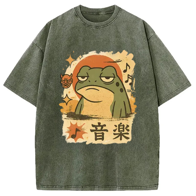 Unimpressed Frog Japanese Washed T-Shirt