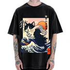 Kanagawa cat Vintage Washed T-shirt