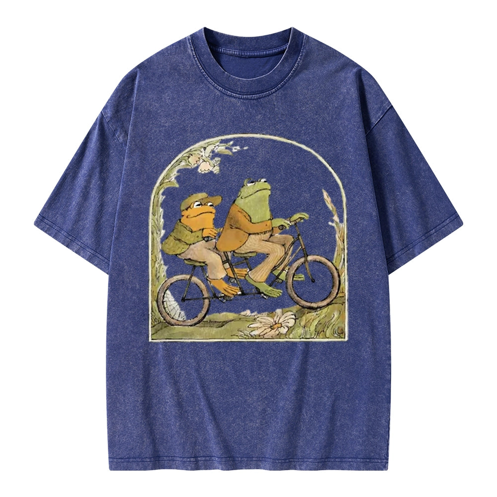 Frog And Toad Book Vintage Unisex Washed T-shirt