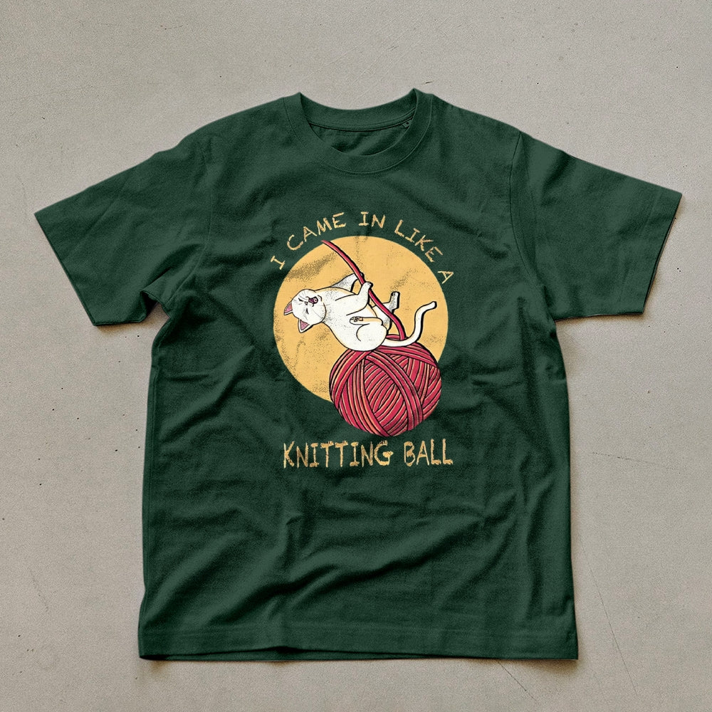 Wool Ball Cat Pattern Unisex Prints T-Shirt