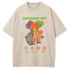 Colorful Mushrooms Japanese Art Washed T-Shirt
