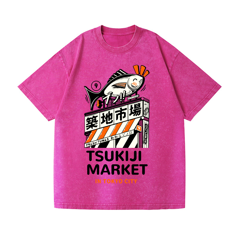 Tsukiji Market Vintage Wash Japanese Design T-Shirt