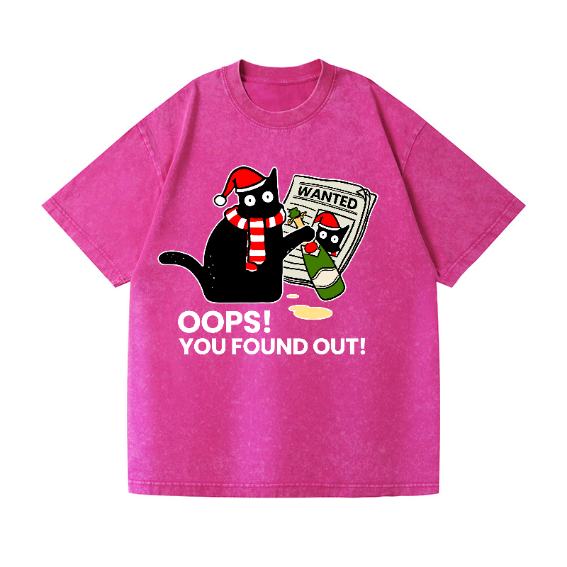 Cat Oops! You Found Out! Vintage Wash Japanese Design T-Shirt