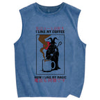 I Like My Coffe How I Like My Magic Vintage Distressed Washed Tank Top