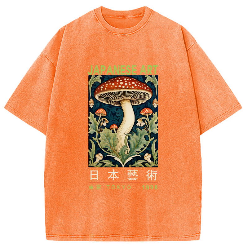 Japanese Art Mushroom Vintage Washed T-Shirt