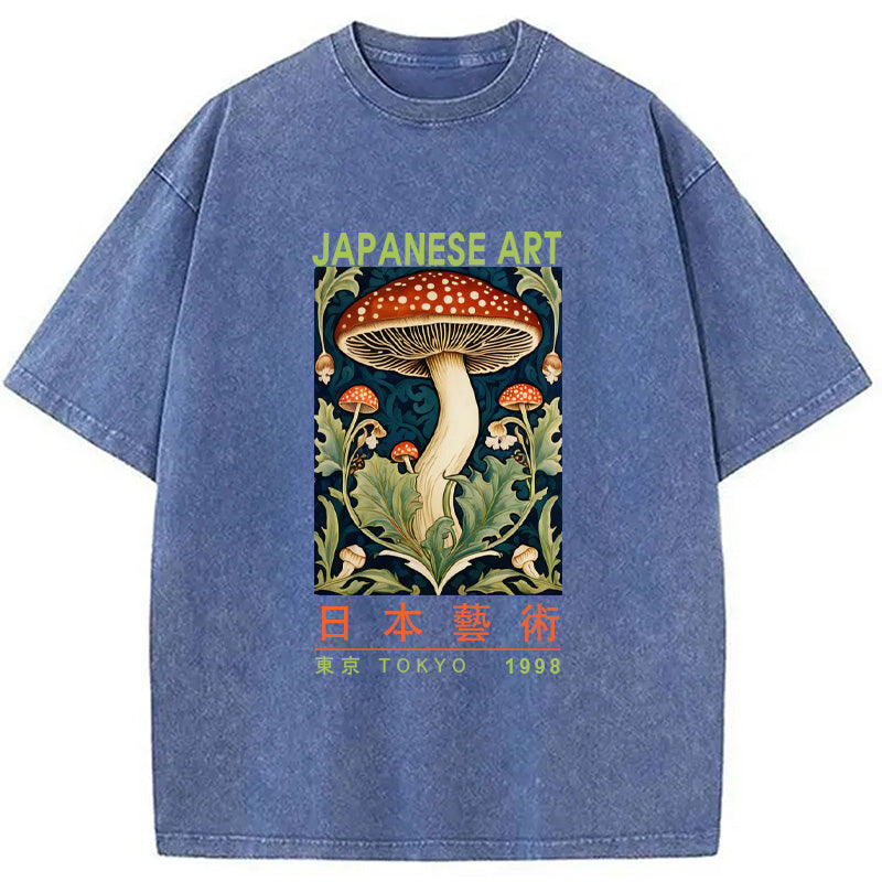 Japanese Art Mushroom Vintage Washed T-Shirt