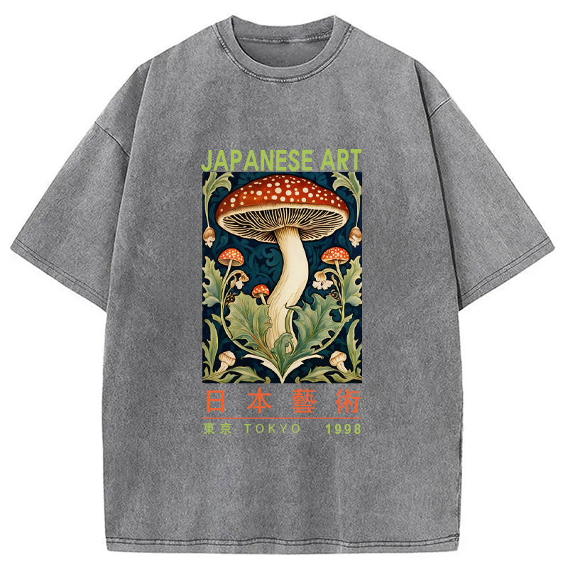 Japanese Art Mushroom Vintage Washed T-Shirt