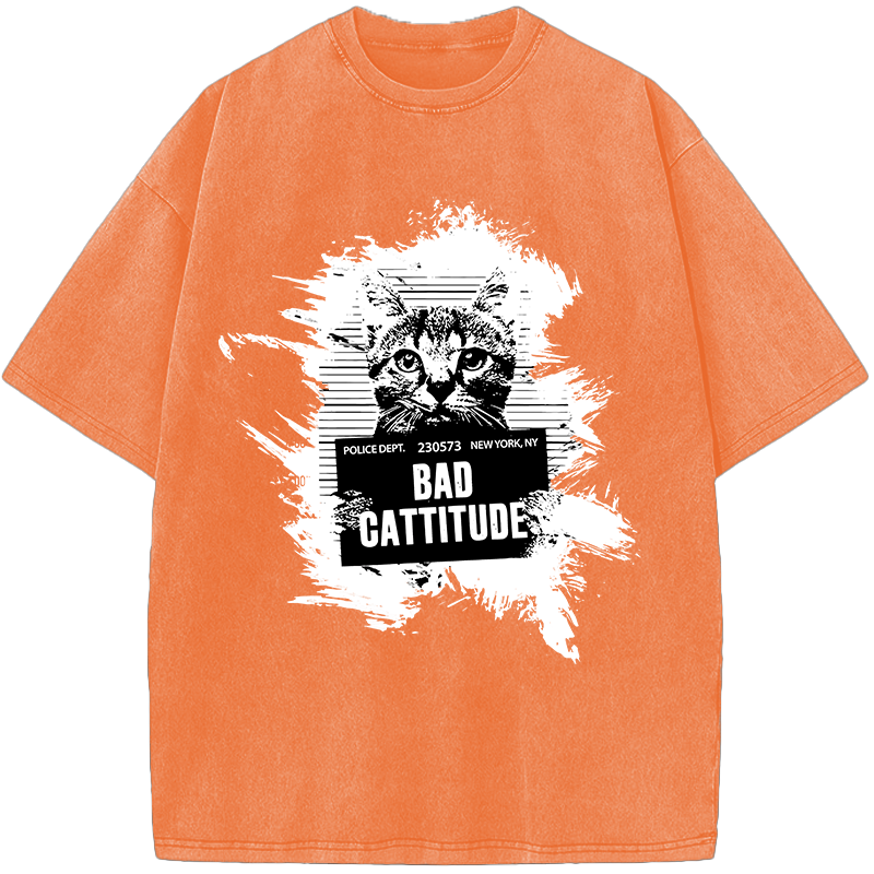 Criminal Cat – Bad Cattitude Vintage Washed T-Shirt
