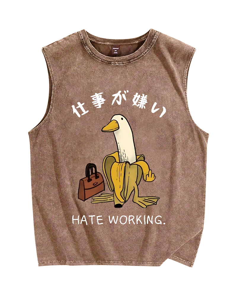 Hate Working Vintage Distressed Washed Tank Top