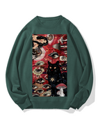 Psychedelic Black Cat Cotton Sweatshirt