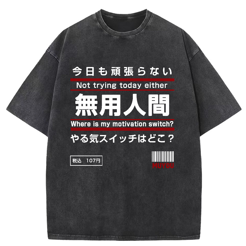 Not Trying Today Either Washed T-Shirt