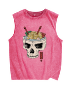 Skull Ramen Vintage Distressed Washed Tank Top
