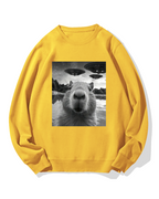 UFO and Capybara Cotton Sweatshirt