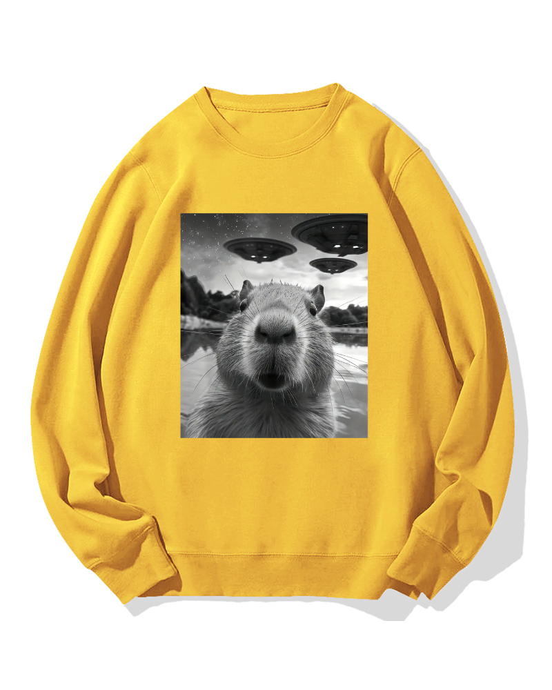 UFO and Capybara Cotton Sweatshirt