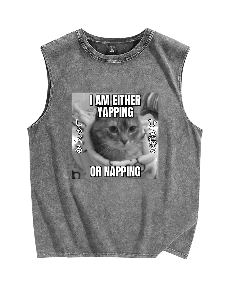 Yapping or Napping Vintage Distressed Washed Tank Top