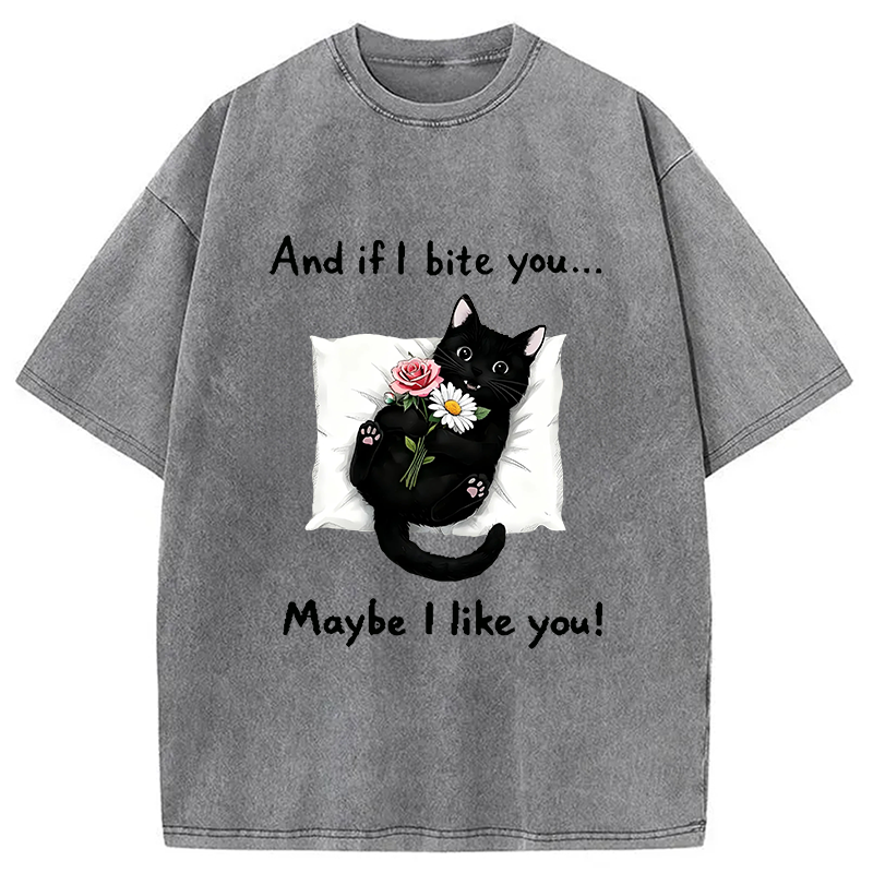 Cat's Expression Of Love Washed T-Shirt