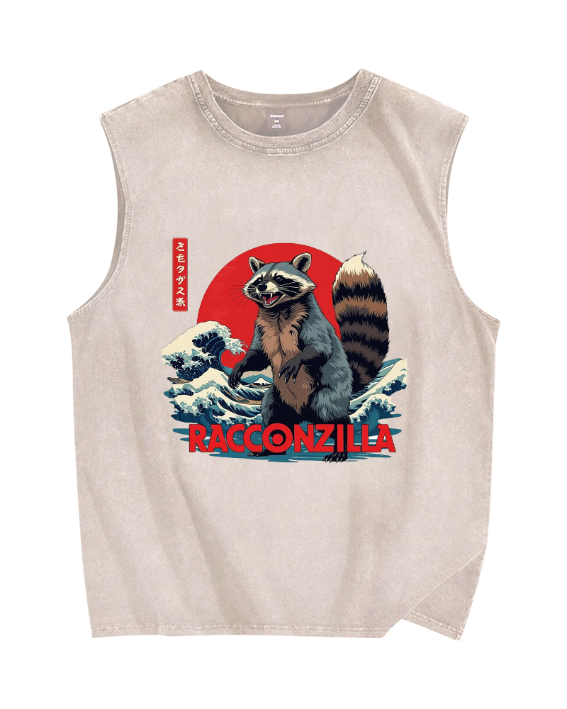Racconzilla Vintage Distressed Washed Tank Top