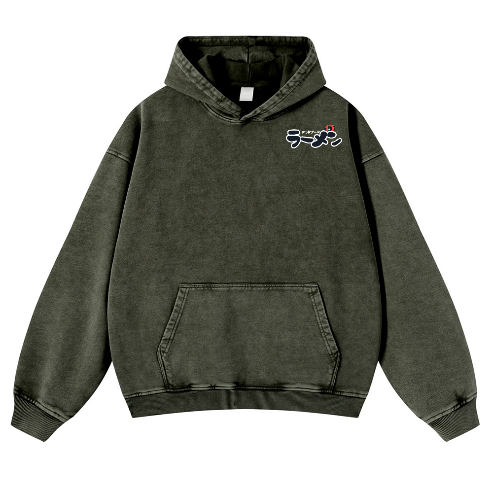 Ramen Hero Vintage Washed Cotton Back Art Hoodie