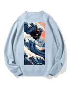 Cat of the Great Wave off Kanagawa Cotton Sweatshirt