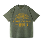 Kirin Ichiban Brewery Beer Vintage Wash Japanese Design T-Shirt