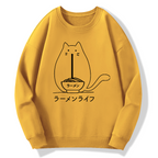 Ramen Cat Cotton Pullover Sweatshirt