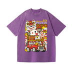Lucky Cat Vintage Wash Japanese Design T-Shirt