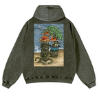Bonsai Vintage Washed Cotton Back Art Hoodie