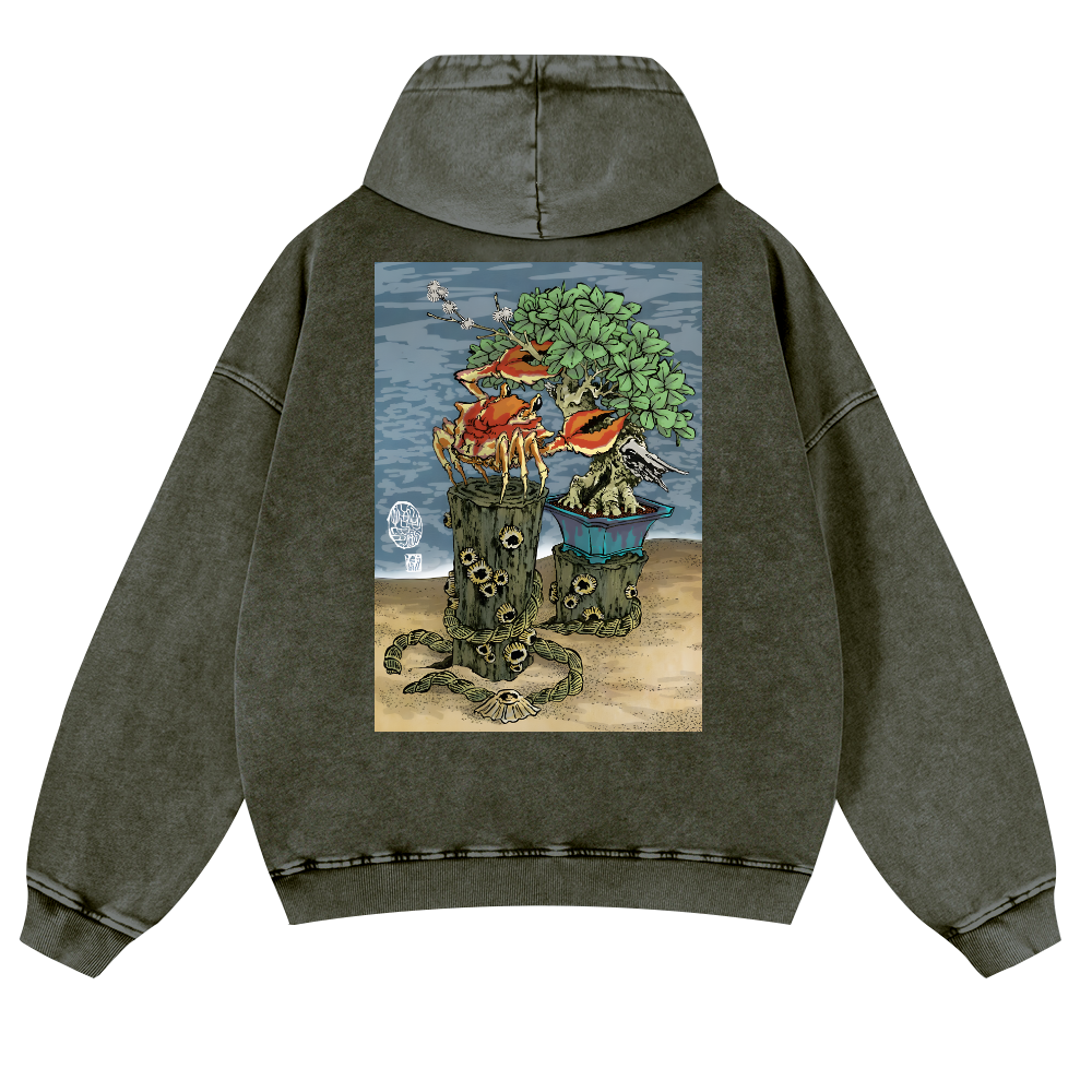 Bonsai Vintage Washed Cotton Back Art Hoodie
