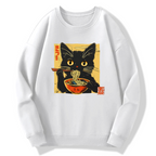 Lamian Noodles and Black Cat Cotton Pullover Sweatshirt