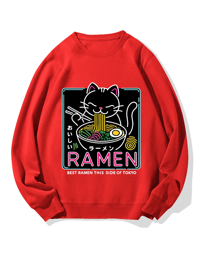 Neon Cat Ramen Cotton Sweatshirt