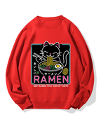 Neon Cat Ramen Cotton Sweatshirt