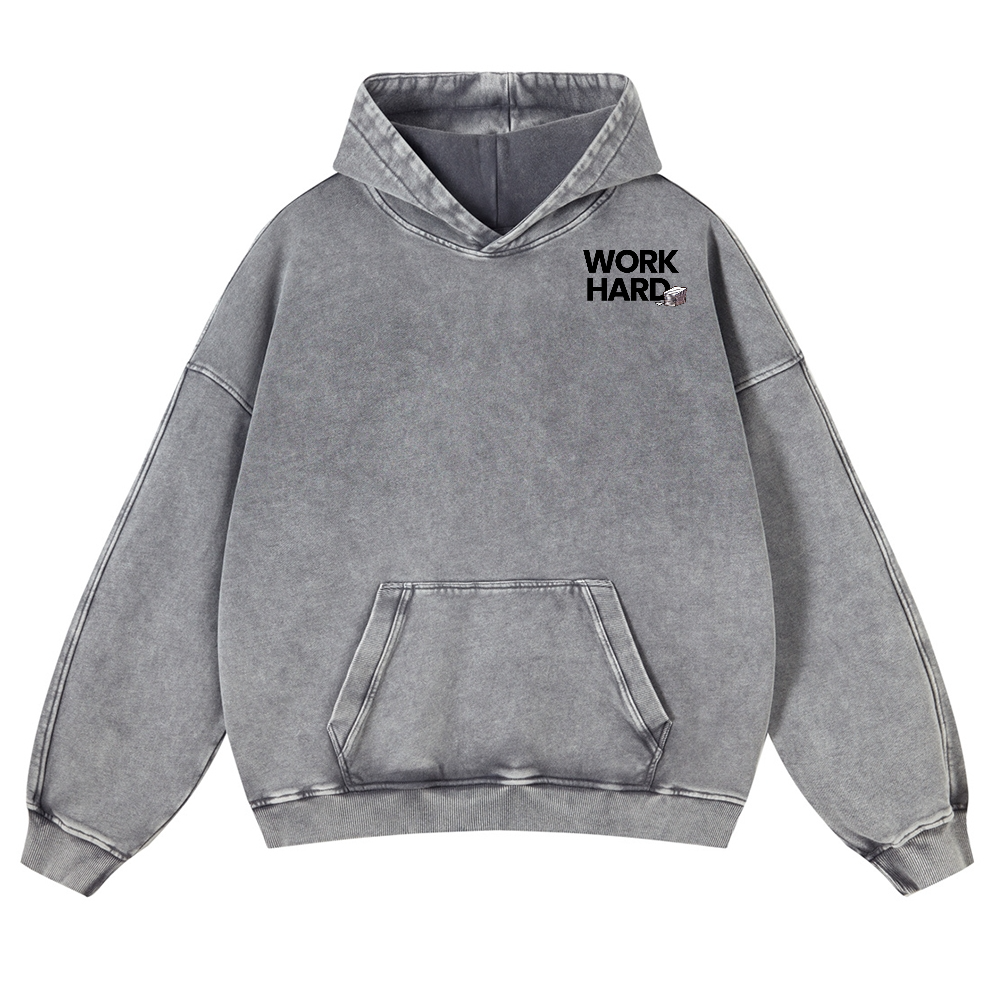 Cat Vintage Washed Cotton Back Art Hoodie