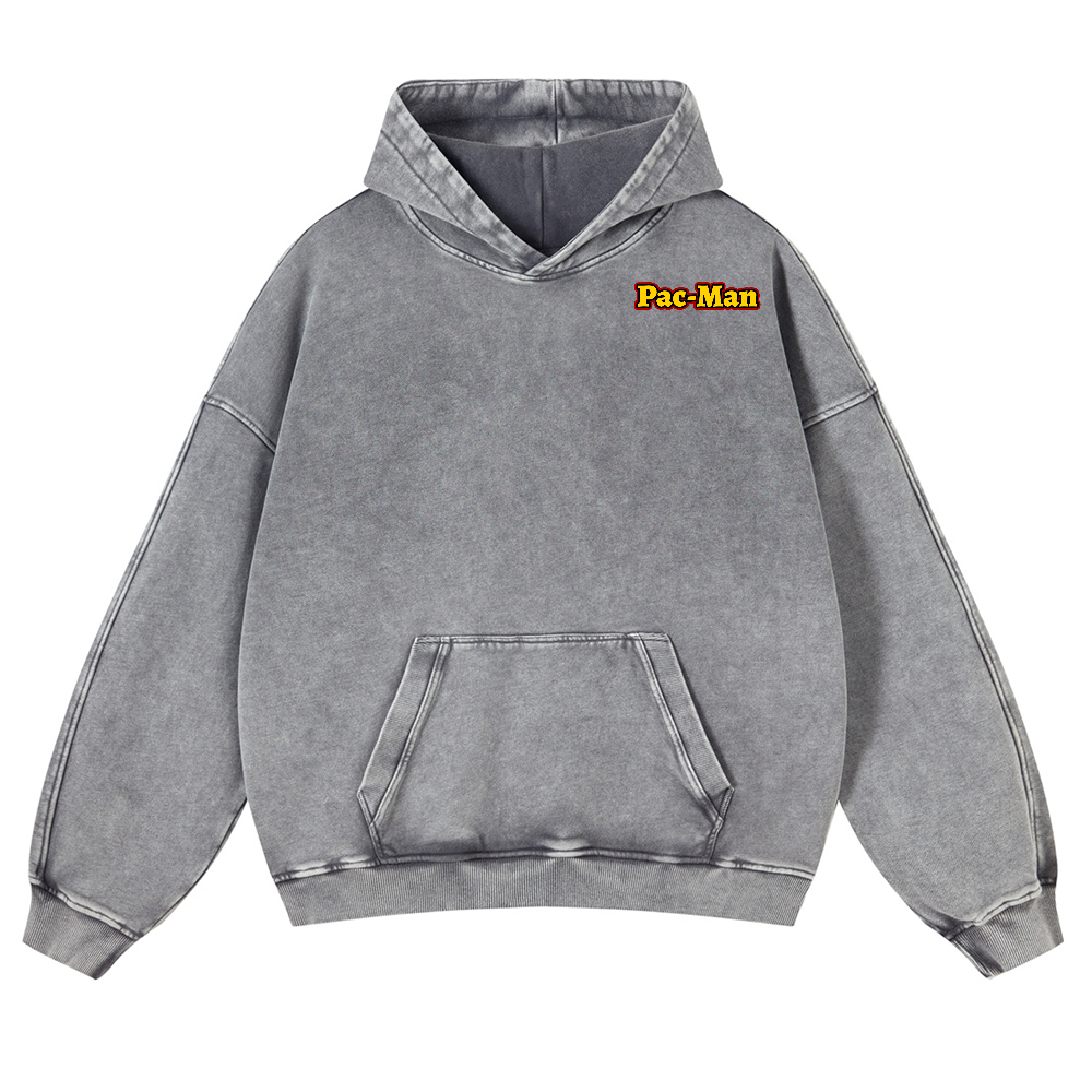 Pacman Vintage Washed Cotton Back Art Hoodie