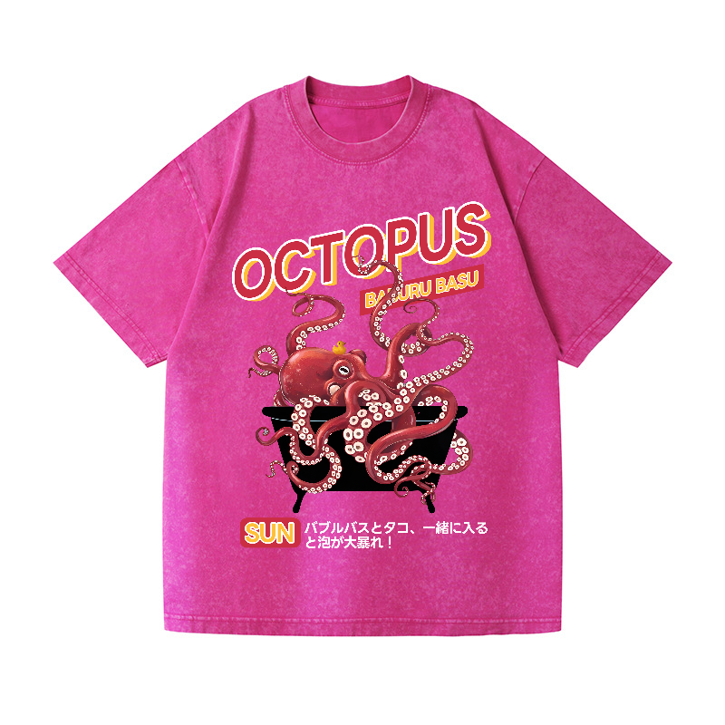 Bubble Bath Octopus Vintage Wash Japanese Design T-Shirt