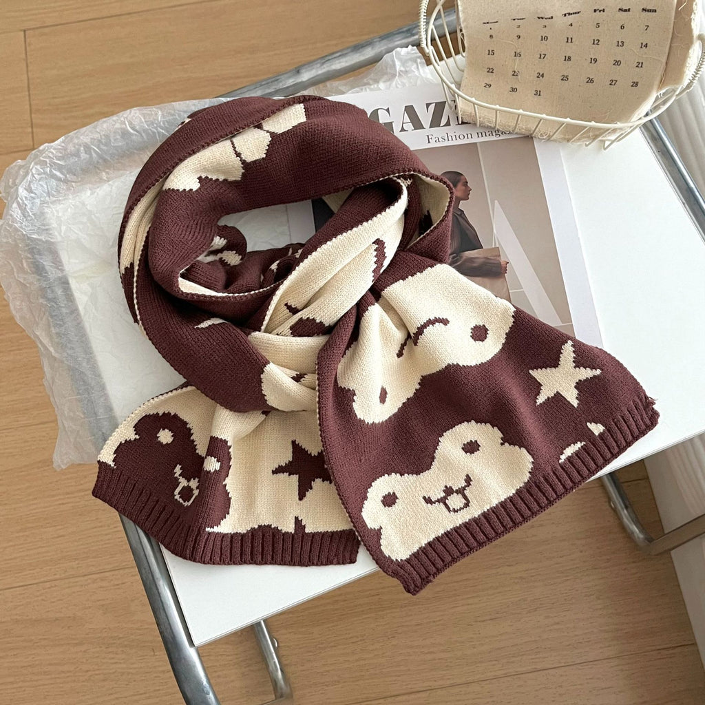 Frog Double-Sided Knitted Scarf