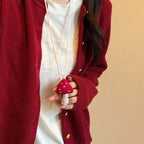 Fabric Mushroom Long Necklace Sweater Chain