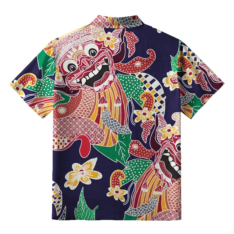 Japanese Demon Mask Button-up Shirt