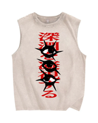 Japanese Eye Printed Christian Snowflake Washed Vest