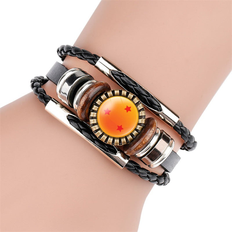 Japanese Anime Dragon Ball Peripheral Accessories Dragon Ball Hand-Woven Time Gem Cowhide Bracelet