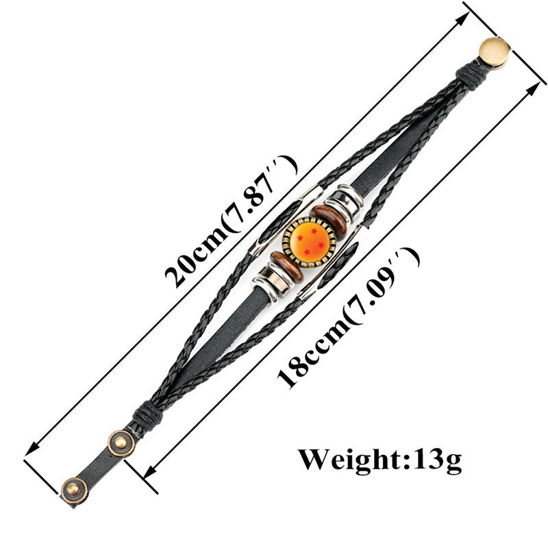 Japanese Anime Dragon Ball Peripheral Accessories Dragon Ball Hand-Woven Time Gem Cowhide Bracelet