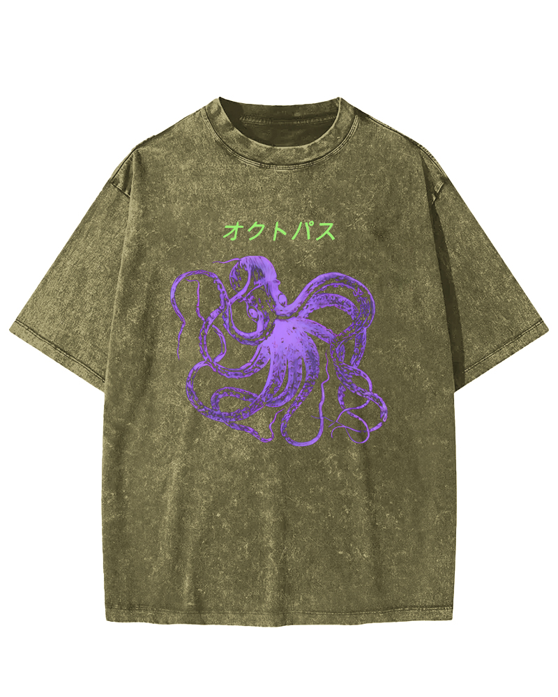 Japanese Octopus Vintage Washed T-shirt