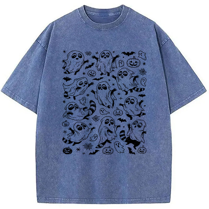 Spooky Ghost Raccoon Washed T-Shirt